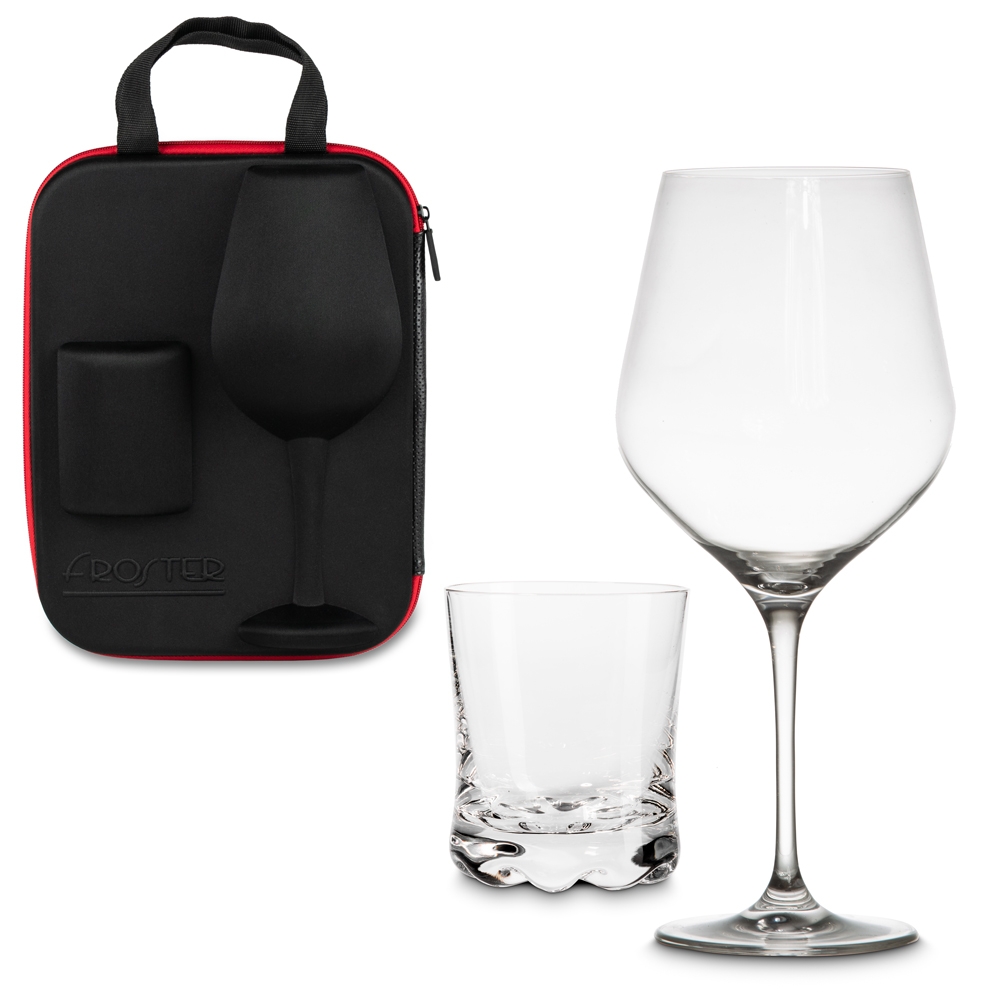 Etui dla pary z kieliszkiem do wina i szklanką do whisky Froster