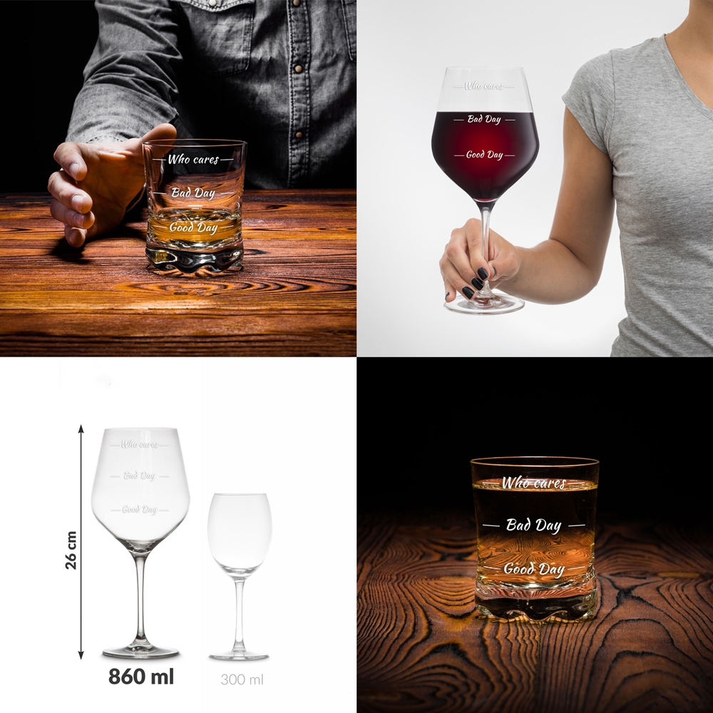 Etui dla pary z kieliszkiem do wina i szklanką do whisky Froster
