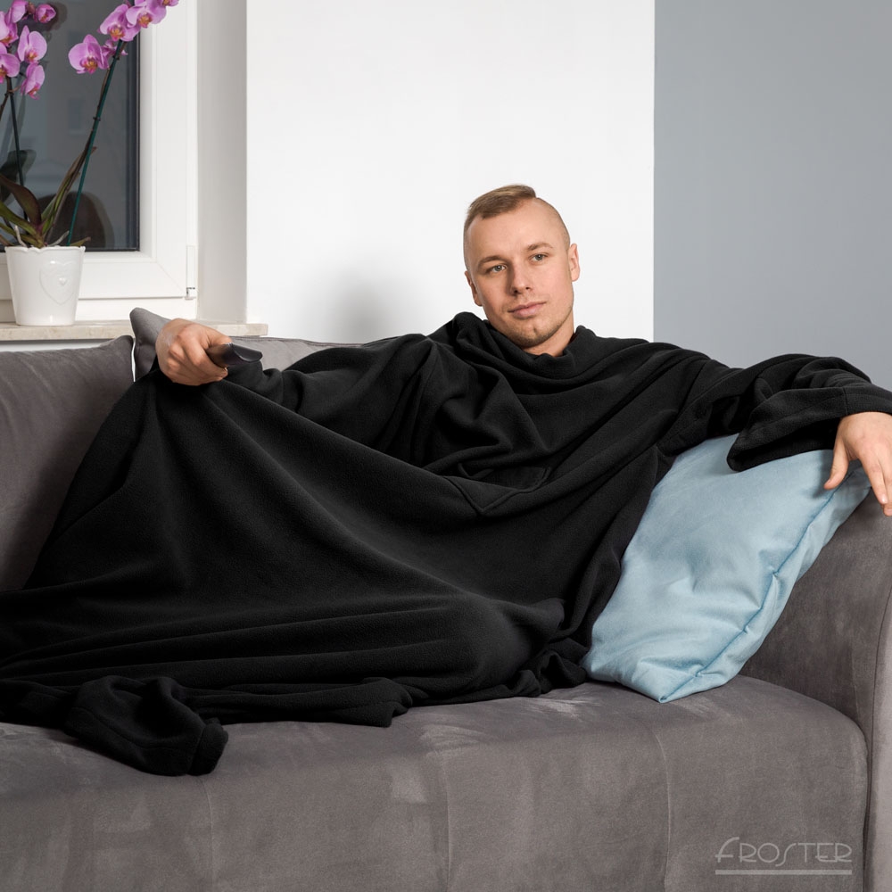 Koc z rękawami czarny