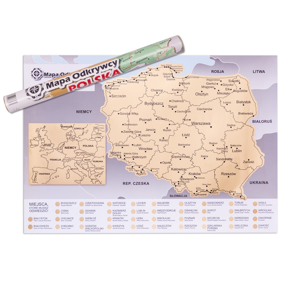 Mapa odkrywcy zdrapka - Polska